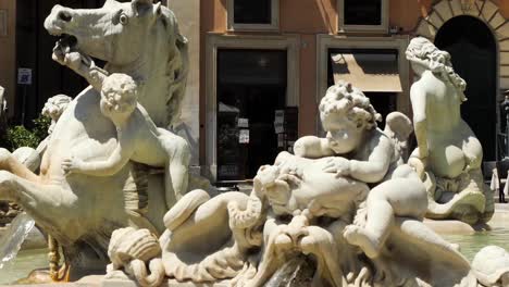 fountain of the neptune detail of the statues, piazza navona, rome, italy