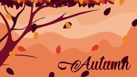 autumn scene with falling leaves