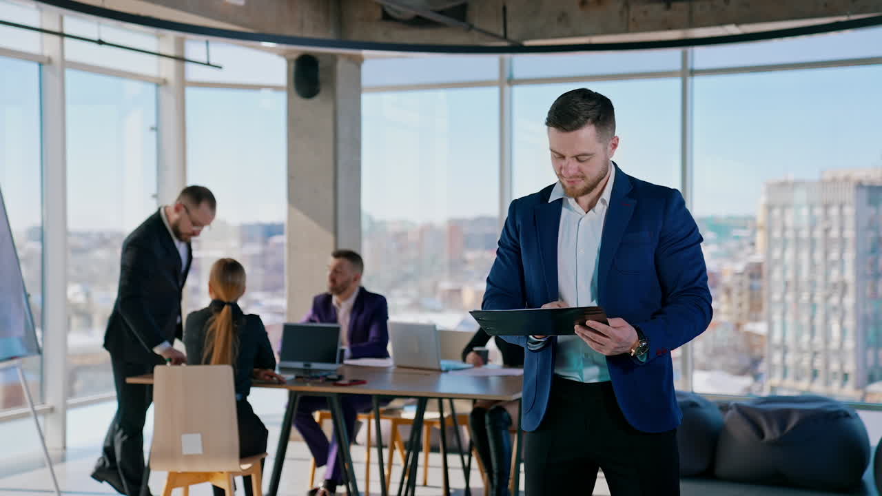 Business team brainstorming over new project. Business people discussing together in conference room during meeting
