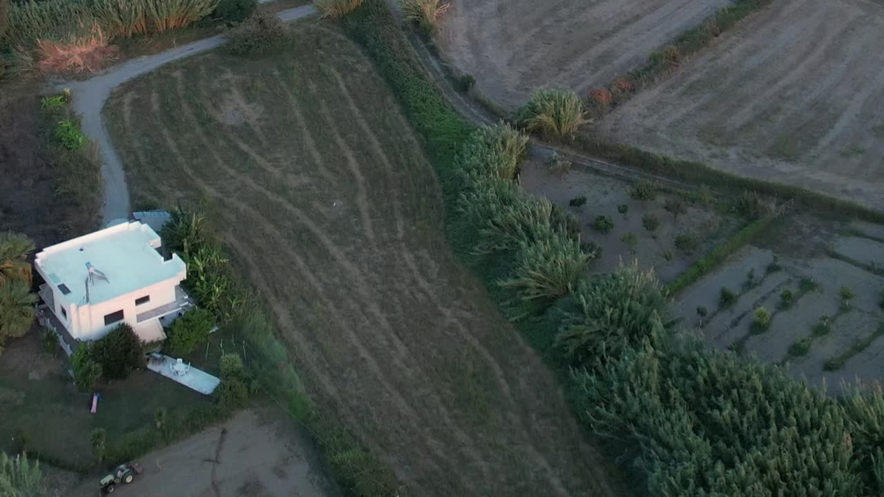 Serene aerial view of rural landscape in Greece with greenery