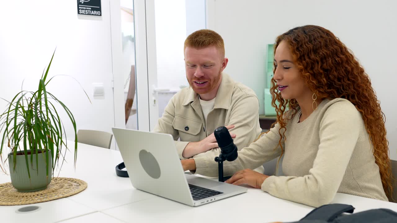 Podcast recording in an office