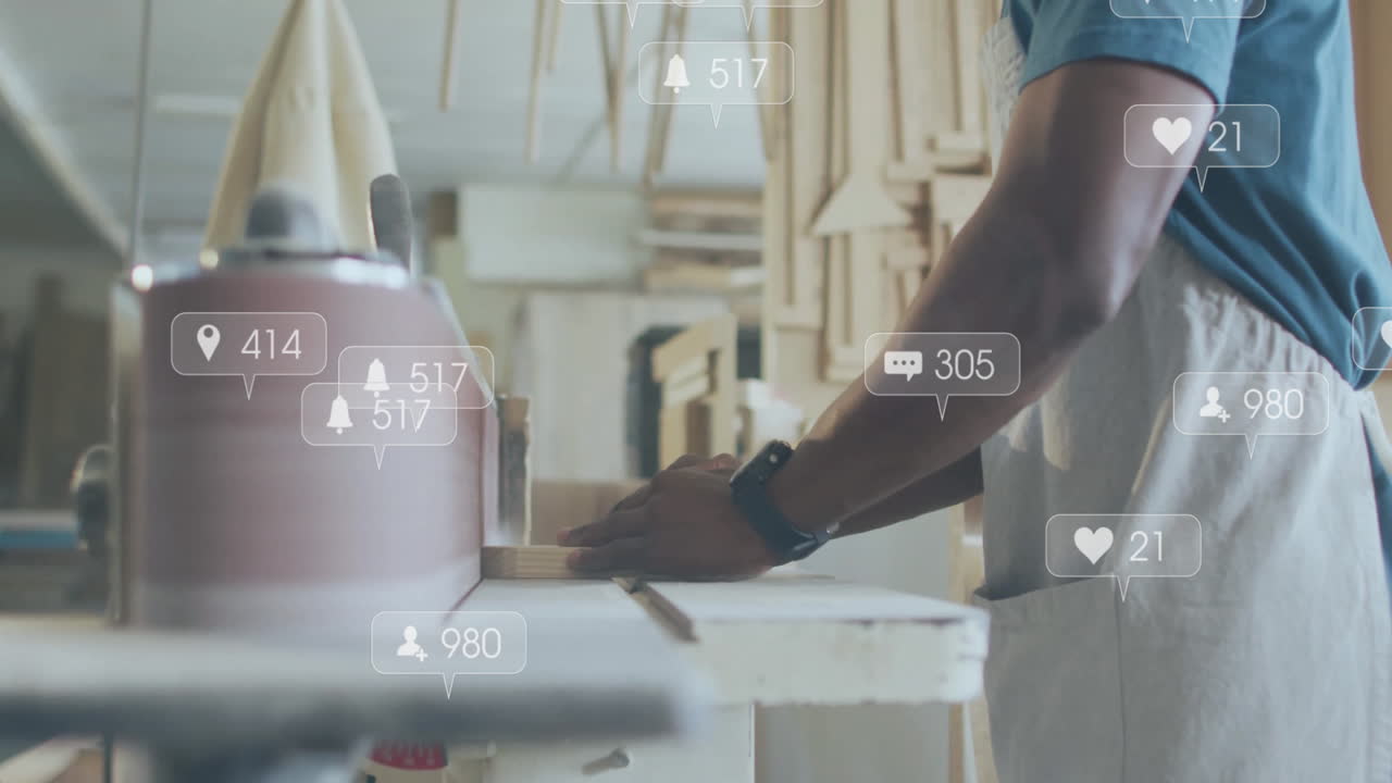 워크에서 일하는 백인 남성에 대한 미디어 아이콘의 애니메이션