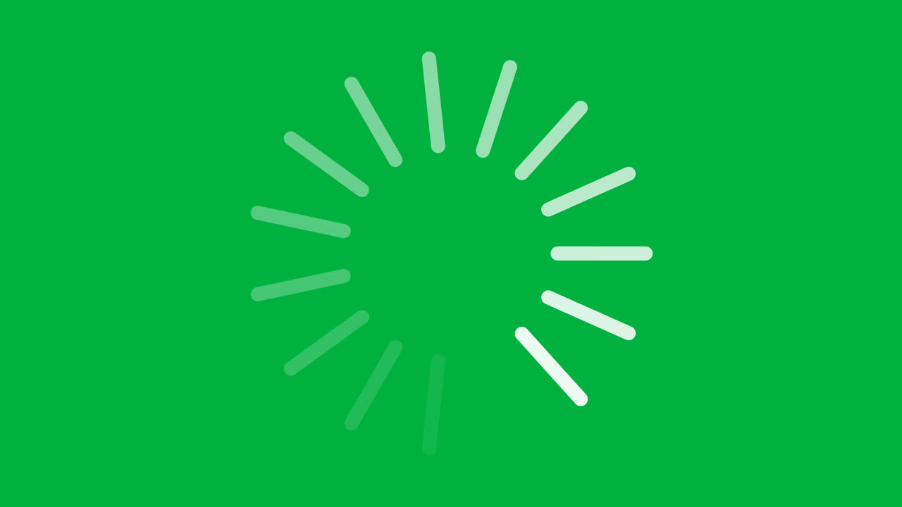 White Loading Spinner Animation on Green Screen