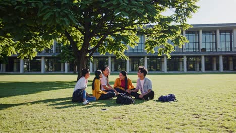 students relaxing on campus