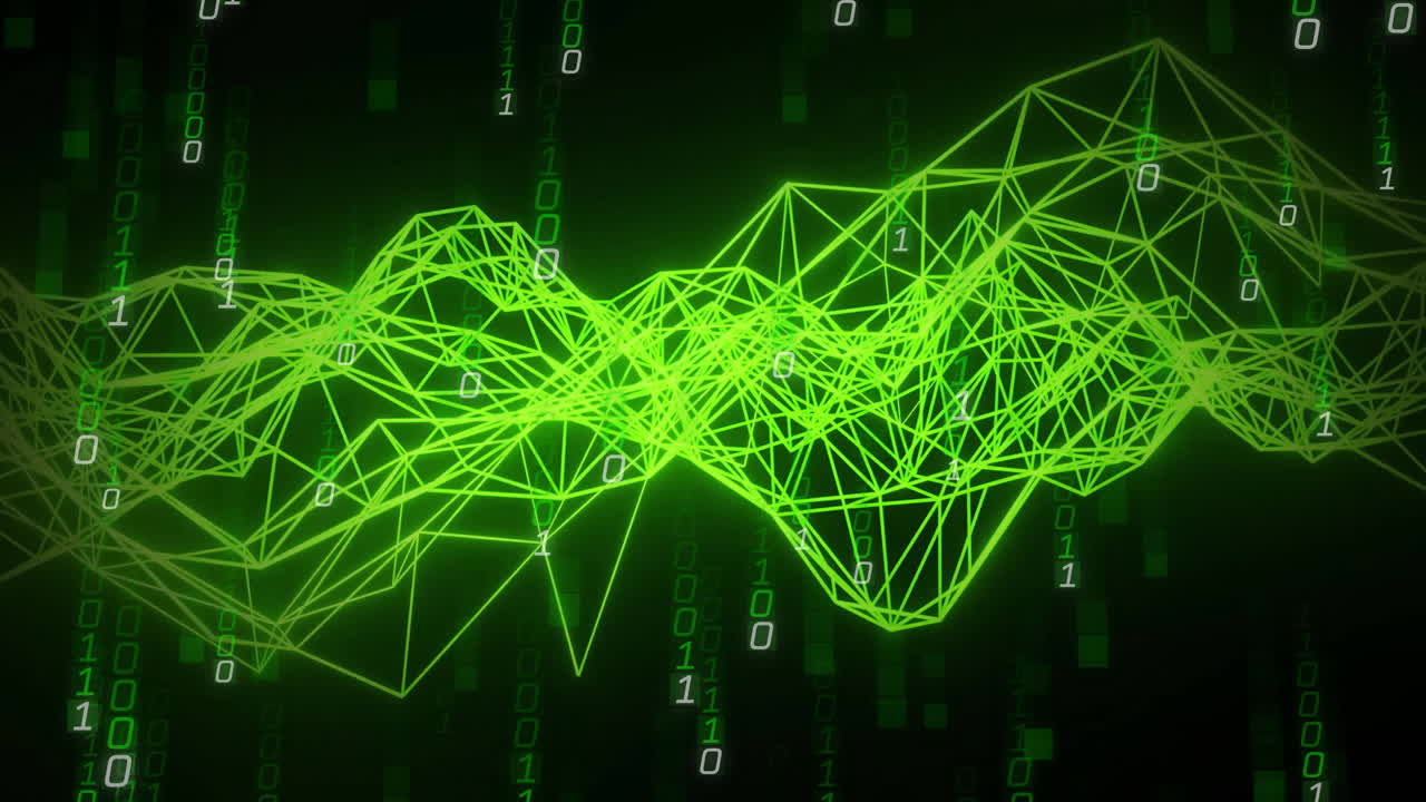 Animation of binary coding and digital data processing over connections