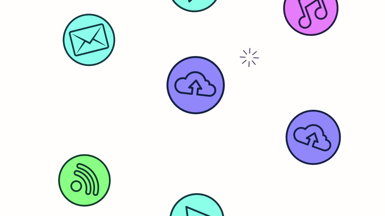 social media marketing set icons animation