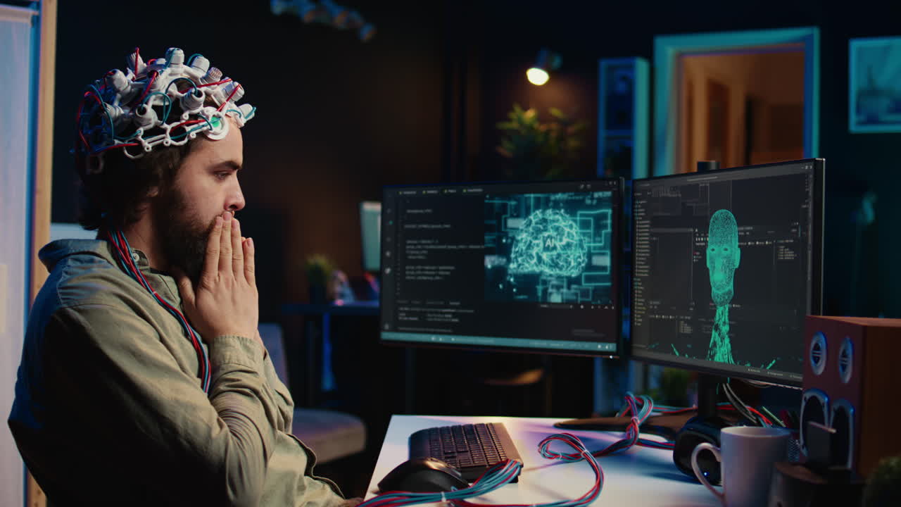 인간은 사이버 공간으로 의식을 옮기는 목표를 달성한 후  놀랐습니다.