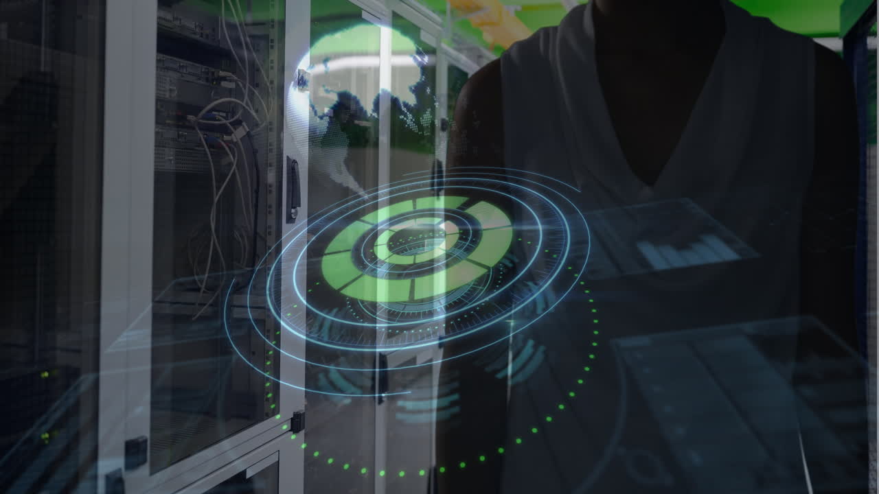 Working in a server room 4k