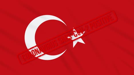 turkey swaying flag stamped with positive response to covid-19, loop