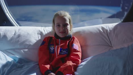 child astronaut in space