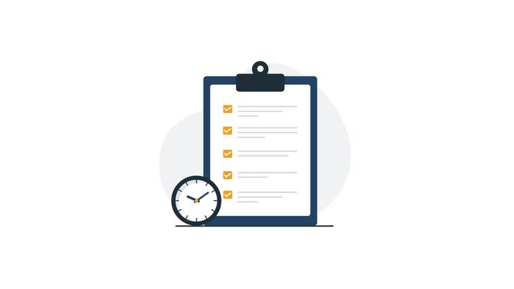 Animated Checklist with Clock for Task Management