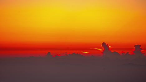 orange color sky with moving few clouds, time lapse view