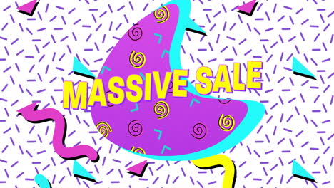 anuncio de venta masivo en el estilo retro de los años ochenta