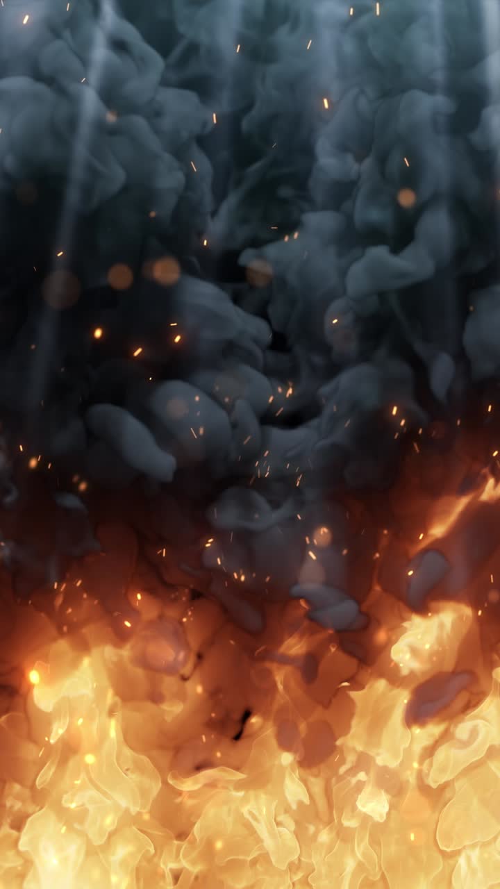 Vertical Video of Intense Flames, Smoke, and Sparks