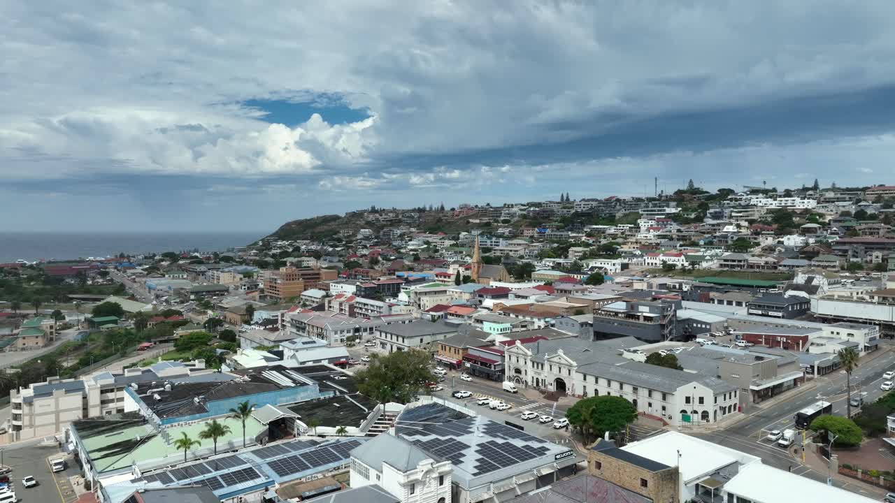 Vista aerea del centro città di Mossel Bay, Sudafrica