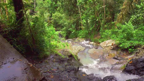 Cascada-De-Agua-Por-Laderas-Empinadas-A-Través-De-La-Espesa-Jungla-Indonesia
