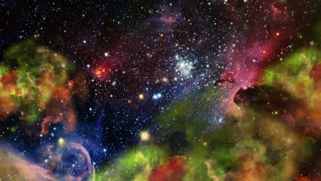 coloridas nubes nebulosas en el universo que se aproxima, acercar