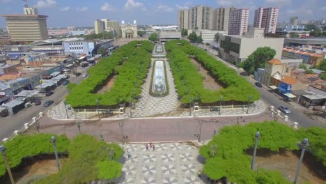 Aerial-view-of-Plaza-del-Rosario-de-Nuestra-señora-de-Chiquinquirá,-in-Maracaibo,-Venezuela