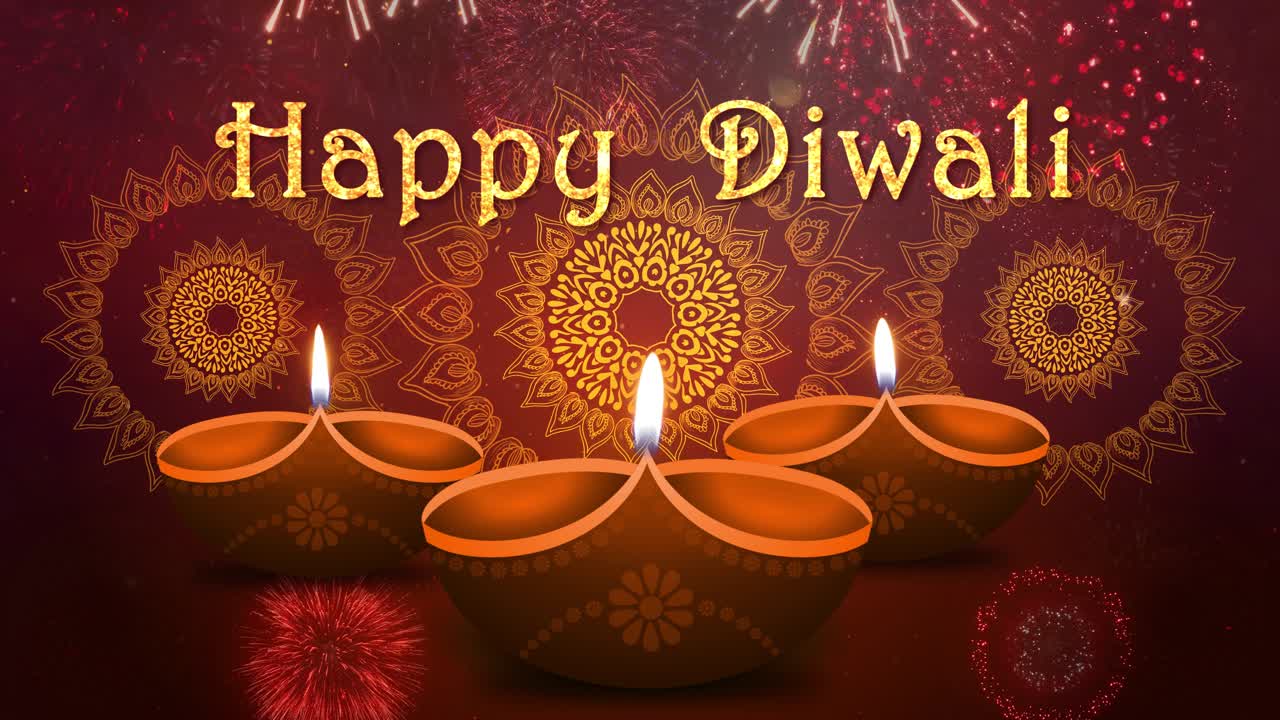 Diya lamp with fire lighting for diwali deepavali or dipavali indian festival of lights loop 4k