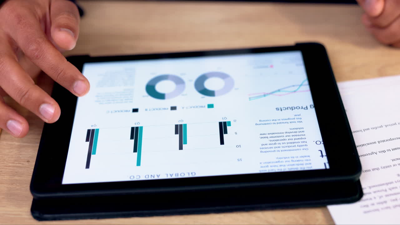 Hand of businessman, tablet