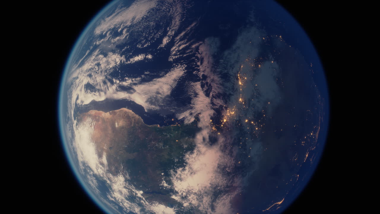 hermosa vista espacial de la tierra con la formación de nubes