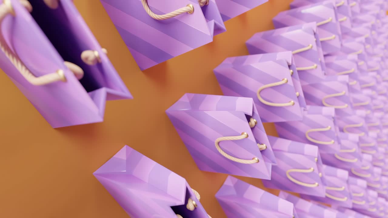 aumento de las ventas en las filas de negocios de bolsas de regalos animación vertical dinámica