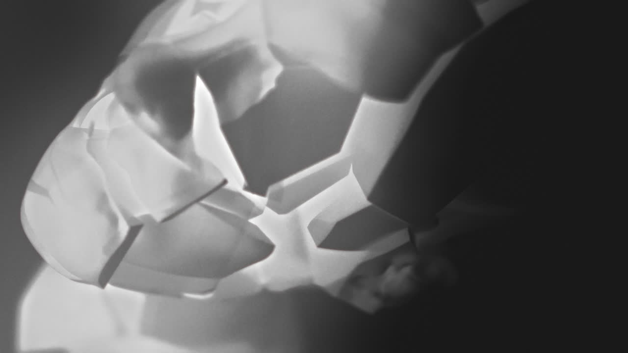 A broken mannequin head shell in xray