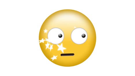 Animation-of-scared-emoji-icon-on-white-back-ground-with-falling-stars