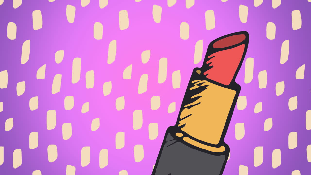 animación de lápiz labial sobre fondo rosado