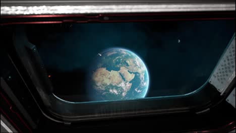 breathtaking view of the planet earth as seen from the international space station porthole. satellite flying