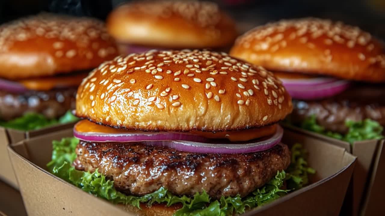 Close-up of tasty burgers