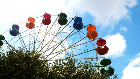 colorful ferris wheel in an amusement park.