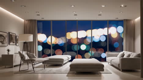 modern night view living room