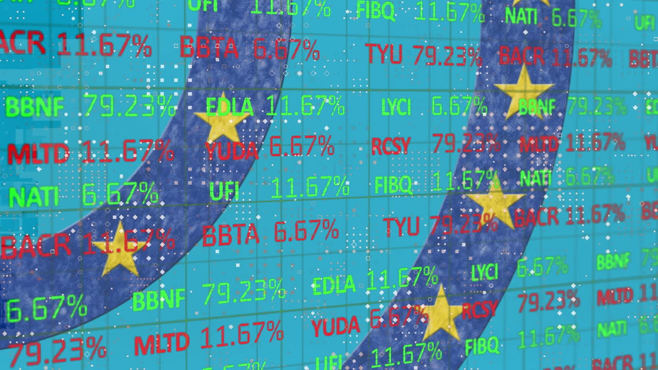 주식 시장의 애니메이션 미국  ⁇ 발 별과 원에 색칠