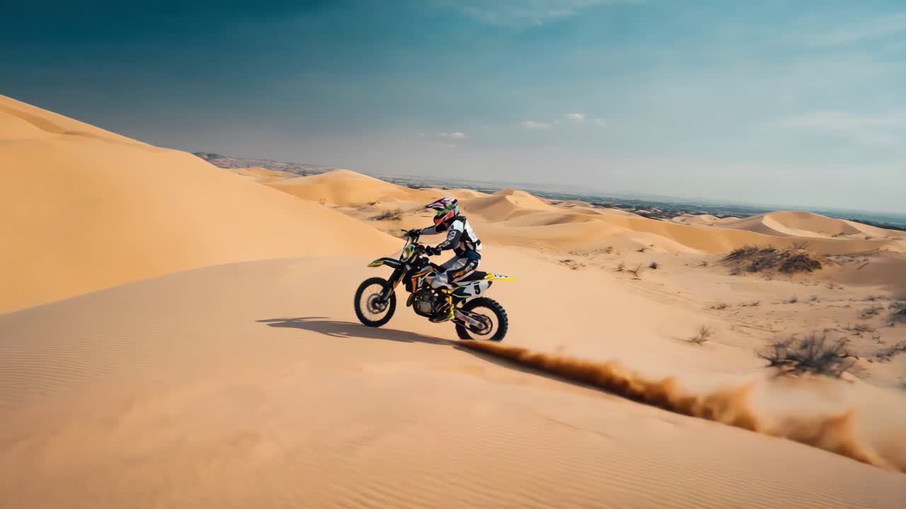Motocross Rider in the Desert Dunes