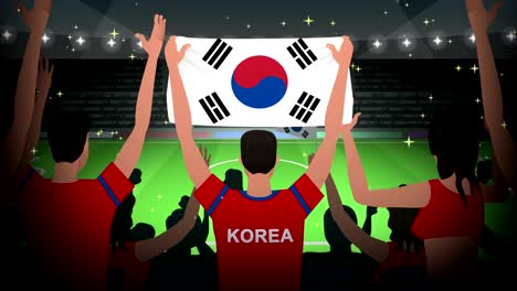 cartoon cheering soccer fans crowd south korea football animation