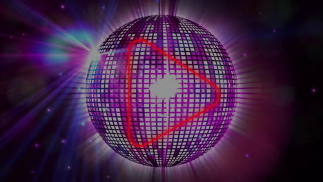 Animation-of-neon-arrow-over-disco-ball