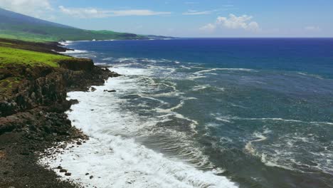 volcanic coastline with waves