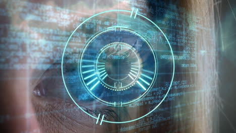 Animation of scan scope and data processing over dark background