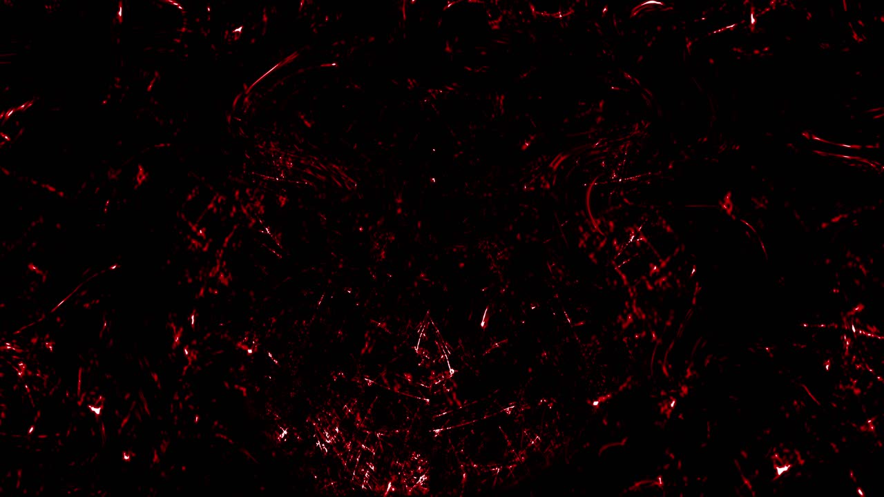 Chaotic texture of glowing red scratches, particles, and noise. For horror, medical, or grunge themes. Seamless loop