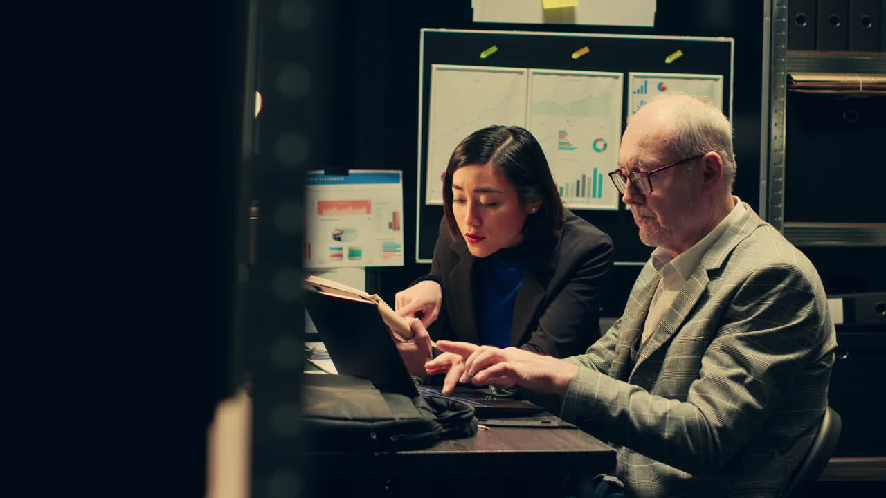 Detectives reenacting crime scenes based on archival evidence