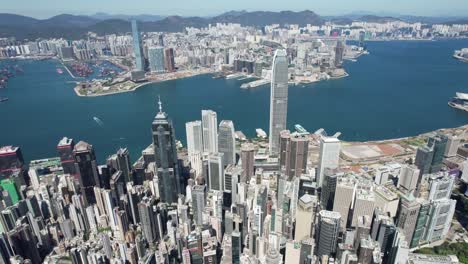 peak view of hong kong and skyline of hong kong island with kowloon