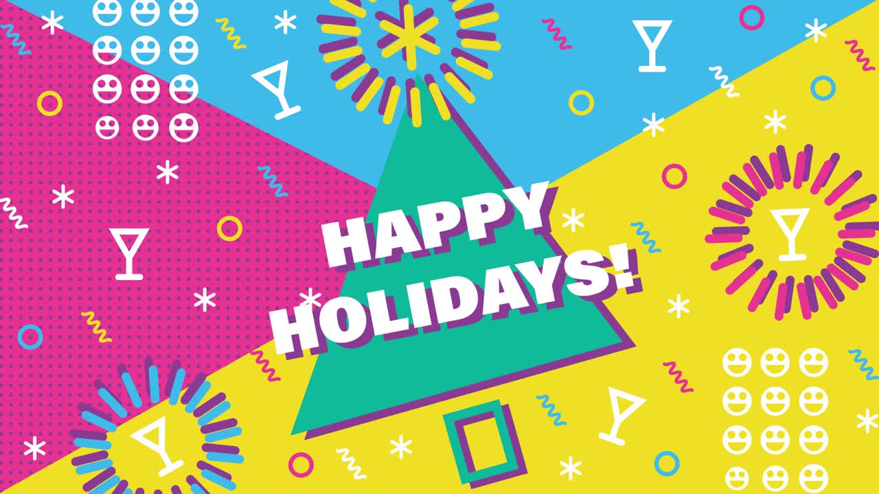 2020 새해 축하 - 휴일 아트 멤피스 스타일 애니메이션 배경 4k 비디오