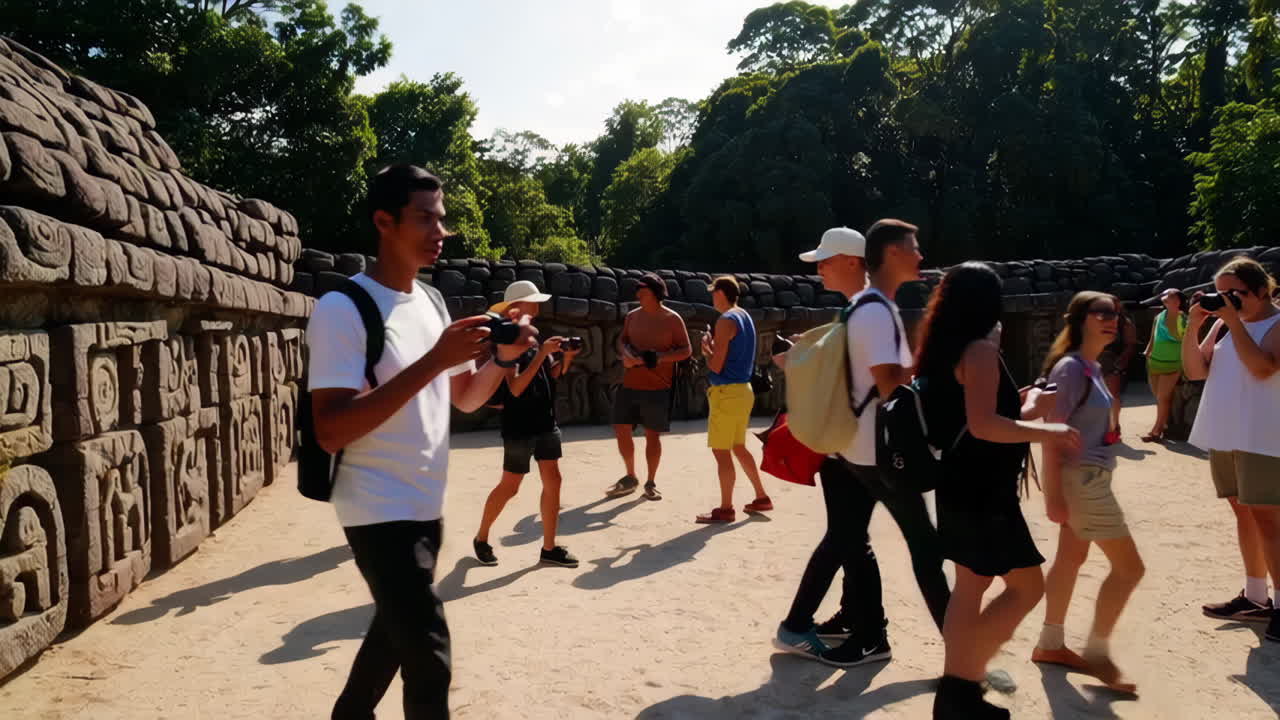 Tourists Explore Ancient Ruins
