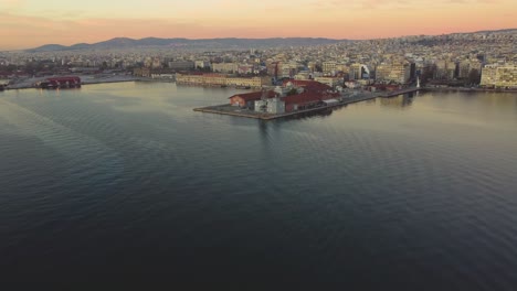 thessaloniki waterfront pier at sunset