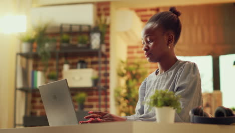 African-american-woman-works-at-home