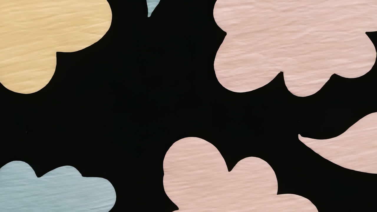 Abstract Softly Colored Shapes on Black Background