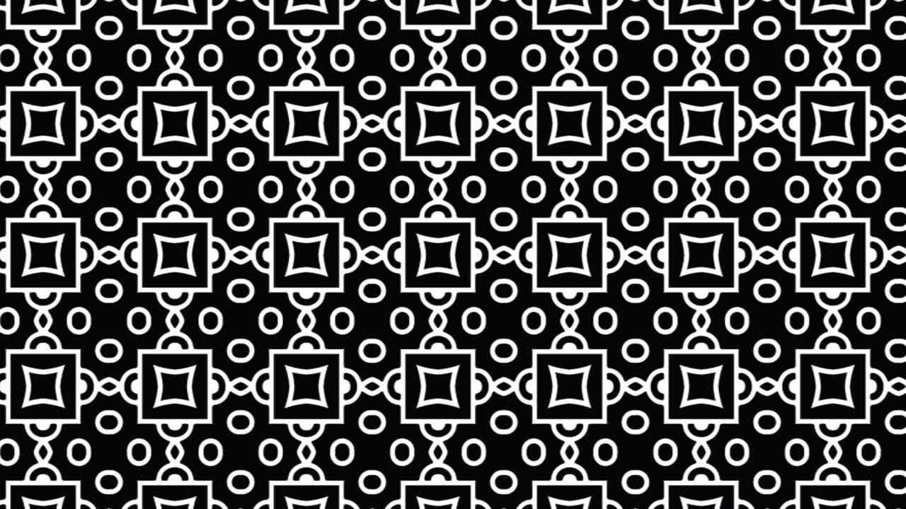 Abstract black and white seamless geometric tile pattern slide animation. Panning