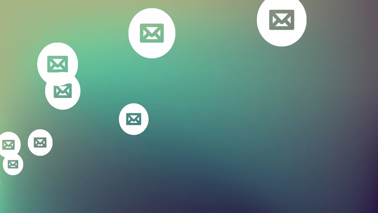 Animazione di una rete di connessioni con icone e-mail su sfondo verde
