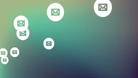 animación de la red de conexiones con iconos de correo electrónico sobre fondo verde